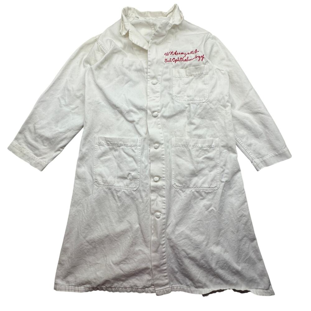 Vintage 40s 50s Angelica Sanforized Shrunk Doctor Lab Coat Uniform Womens M 36